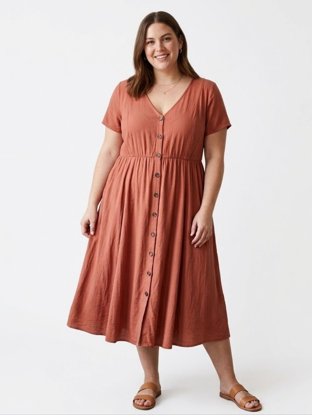 Torrid Women's Plus Size 2X Casual Rayon Knit Button Front Midi Day Dress